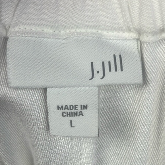 J. Jill Size L 100% Rayon Pull On Wide Leg Cropped Pants White Mature Capsule - Picture 5 of 10
